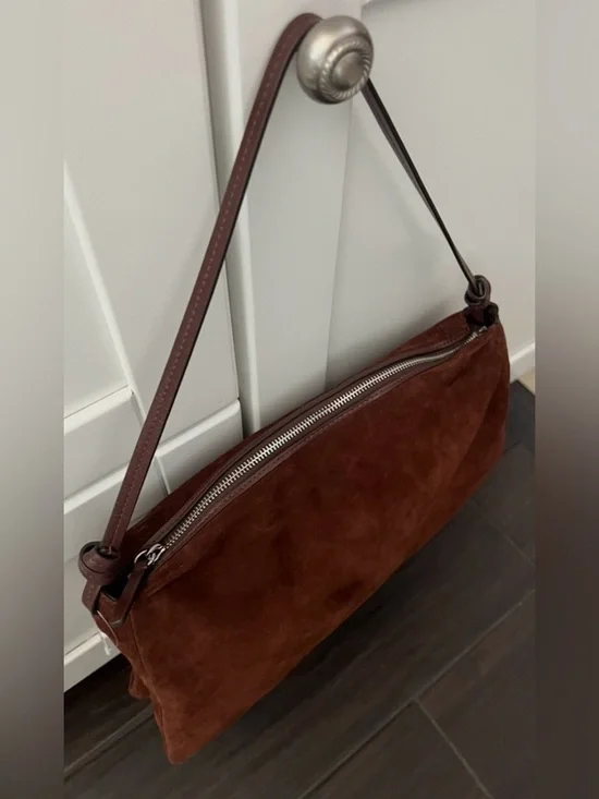 STAUD WALLY BROWN MAHAGONY SUEDE SHOULDER HANDBAG $425 - Picture 5 of 14